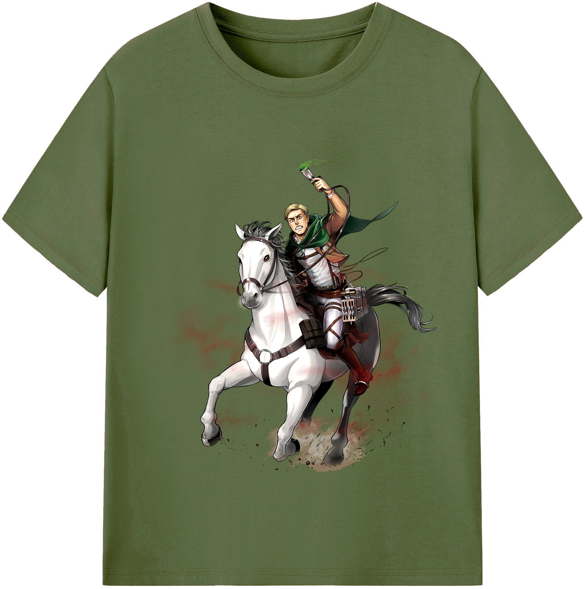 （画像用） 進撃の巨人 エルヴィン・スミス Attack on Titan Erwin Smith 綿100％半袖Tシャツ（フロントプリント）